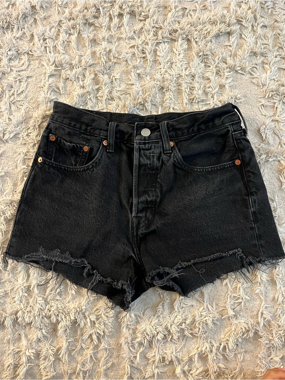 Black Distressed High-Waist Women’s Denim Shorts